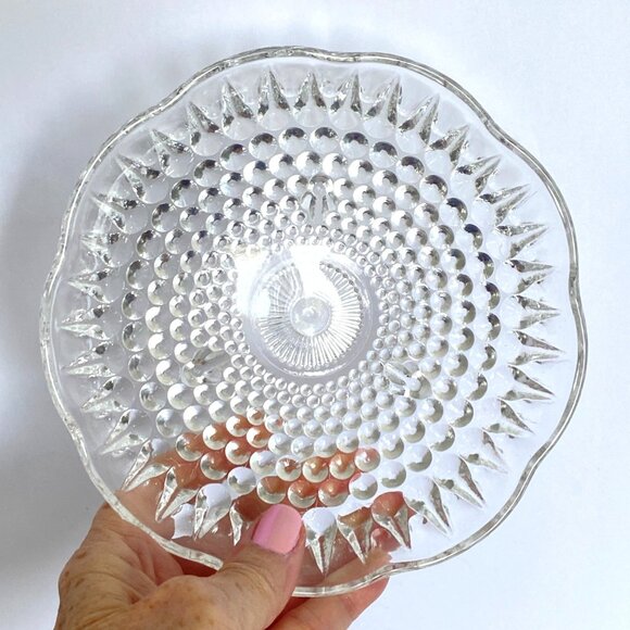 1960s Anchor Hocking Clear Glass Teardrop Hobnail Three Footed Bowl Dish Vintage - Picture 2 of 7